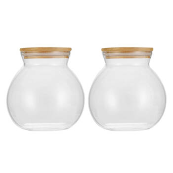 2PK Lemon & Lime 1.6L Camden Bamboo Lid Glass Jar