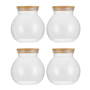 4PK Lemon & Lime 1.6L Camden Bamboo Lid Glass Jar