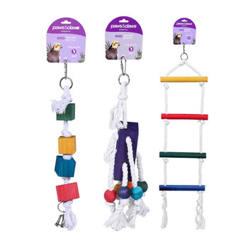 3PK Paws & Claws Wooden Bird Toy 34cm Assorted
