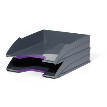 2PK Durable Varicolour 33cm Letter Tray Set - Purple