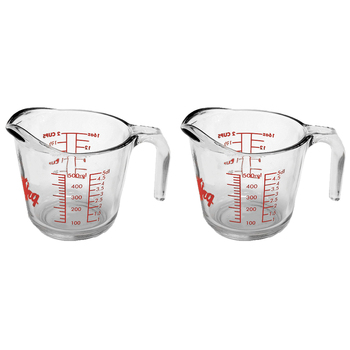 2x Anchor Hocking 500ml/2-Cup Glass Measuring Jug Medium - Clear