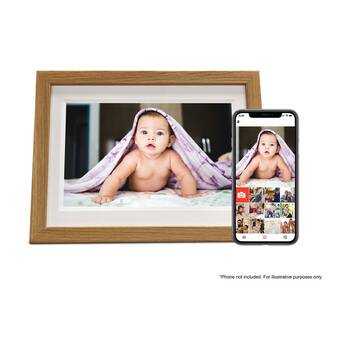 FireFly Frameo 10.1In Wi-Fi Digital Photo Frame Remote Display - Oak Wood
