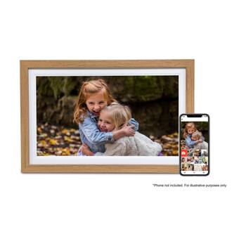 FireFly Frameo 15.6In Wi-Fi Digital Photo Frame Remote Display - Oak Wood