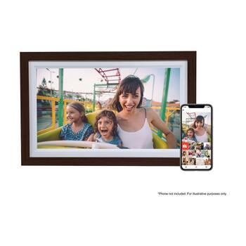 FireFly Frameo 15.6In Wi-Fi Digital Photo Frame Remote Display - Dark Wood
