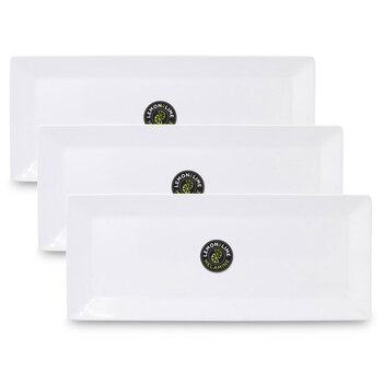 3PK Lemon & Lime 49x20cm Melamine Serving Platter - White