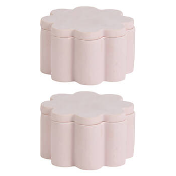 2PK Annabel Trends Marble Trinket Storage Box Jewellery Organiser 12x7cm Pnk