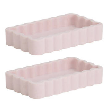 2PK Annabel Trends Marble Trinket Tray Jewellery Organiser 18x10.5cm Pnk