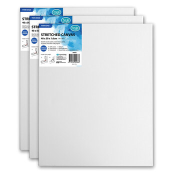 3x Boyle Thin Edge 40x50cm/16x20" Blank Stretched Canvas 280gsm
