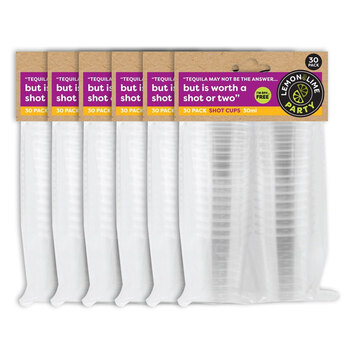 6PK 30PK Lemon & Lime 30ml Reusable Shot Cups Clear