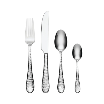 16pc Oneida Tibet Hammered Stainless Steel Cutlery Set - Silver