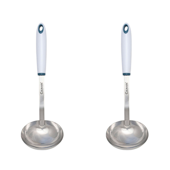 2x Culinare Bio Plastics 28cm Stainless Steel Ladle - White