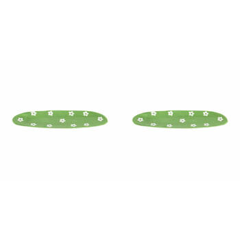 2PK Annabel Trends Ceramic Tray Daisy Home Decor Oval 8.5x15cm - Green