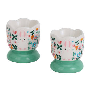 2pc Annabel Trends Easter Ceramic Egg Cups Holder Storage 11x7.5cm