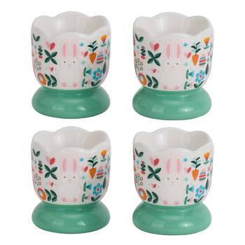 2x 2pc Annabel Trends Easter Ceramic Egg Cups Holder Storage 11x7.5cm