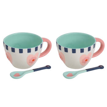2PK Annabel Trends Ceramic Cup of Love Drink Coffee Mug & Spoon Set 400ml