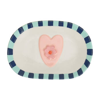 Annabel Trends Ceramic Heartfelt Snack Side Plate Dinnerware 16x11cm