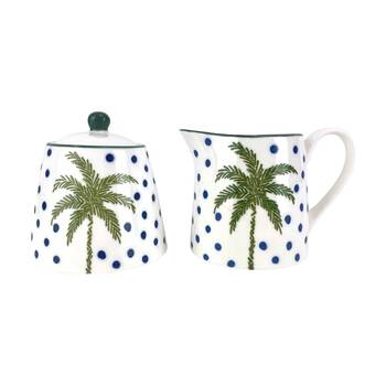 2pc Annabel Trends Coconut Bay Milk Jug & Sugar Bowl Set 200ml/8.5cm White Palm