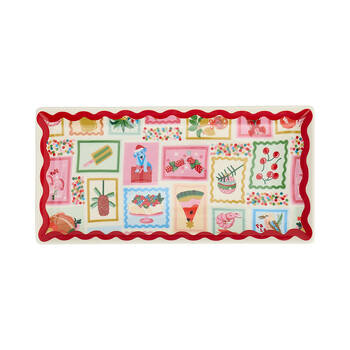 Annabel Trends Christmas Holiday Ceramic Plate 26x13cm Rectangle