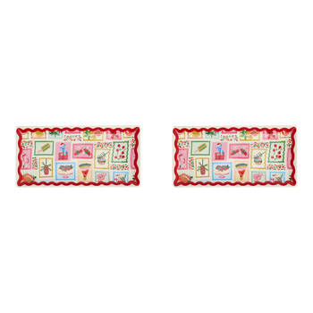 2PK Annabel Trends Christmas Holiday Ceramic Plate 26x13cm Rectangle