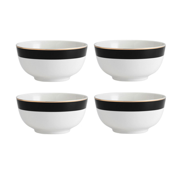 4pc Mikasa Luxe Deco Kitchen China Cereal Bowl Set, 14cm