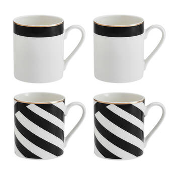 4pc Mikasa Luxe Deco Kitchen China Mug Cup Set, 380ml