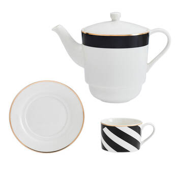 3pc Mikasa Luxe Deco Kitchen China Tea for One Set, White