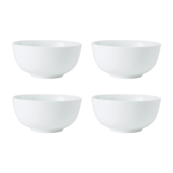 4pc Mikasa Chalk Kitchen Porcelain Cereal Bowl Set, 14cm, White