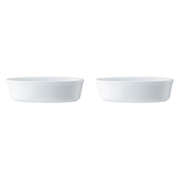 2PK Mikasa Chalk Kitchen Porcelain Oval Pie Dish, 18cm, White