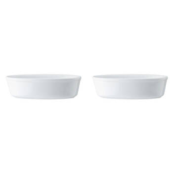 2PK Mikasa Chalk Kitchen Porcelain Oval Pie Dish, 18cm, White