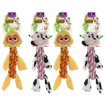 2PK Paws & Claws 45x20cm Animal Kingdom Googly Farm Rope Toy - Assorted
