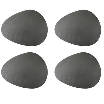 4pc Mikasa Pebble-Shaped 38 x 30cm Placemats, Grey