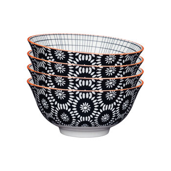4PK Mikasa Does it All Kitchen Glazed Bowl 15.7cm - Black Tile