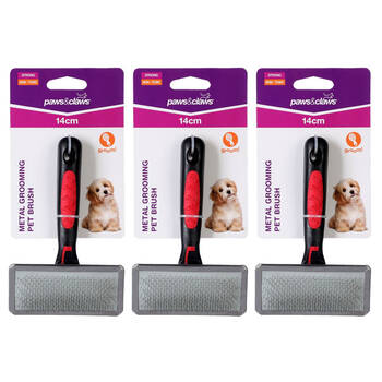 3PK Paws & Claws 14cm Metal Grooming Pet Brush