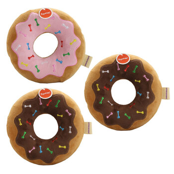 3PK Paws & Claws Fast Food Mega Donut Squeaker 20cm Assorted