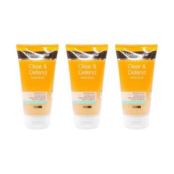 3PK Neutrogena Clear & Defend Facial Scrub Care For Spot Prone Skin 150ml