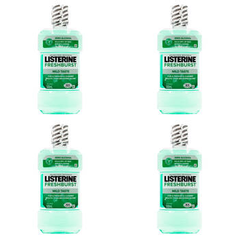 4PK Listerine Antibacterial Mouthwash 500ml - Freshburst Mild Taste
