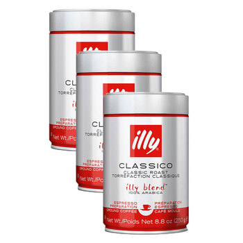 3PK Illy Classico Espresso Ground Coffee 250g