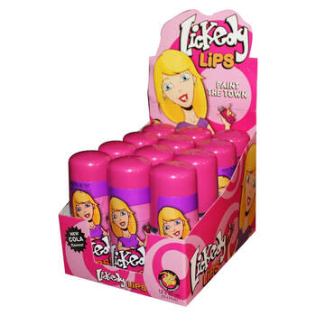 12PK Lickedy Lips Sour Rolling Lipbalm Licker Candy w/ Cola Flavour 60ml