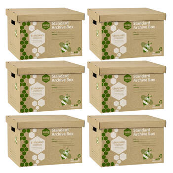 6x Marbig Standard Archive Box w/ Lid