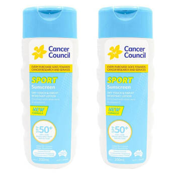 2PK Cancer Council 200ml Sport Sunscreen UVB/UVA Protection SPF50+