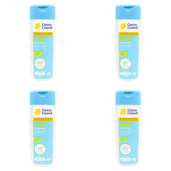 4PK Cancer Council 200ml Sport Sunscreen UVB/UVA Protection SPF50+