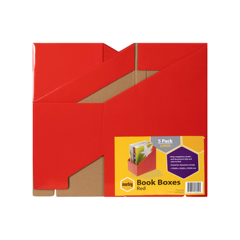 5pc Marbig 27x17cm Magazine Book Storage Holder Box Large - Red