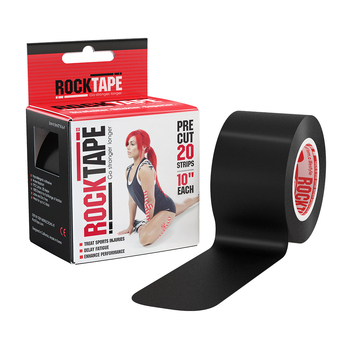 RockTape 5cmx5M Standard Pre-Cut Roll Sports Hypoallergenic Tape - Black