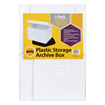 Marbig Plastic 40cm Corflute Storage Box w/ Lid - White