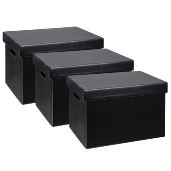 3PK Marbig 41.5cm Archive Box Document Holder w/ Lid - Black