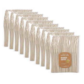 500PCLemon Lime ECO Wooden Knives 16.5cm