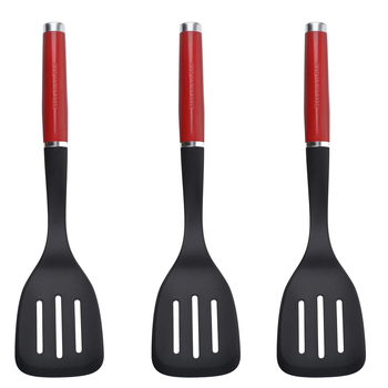 3PK KitchenAid Nylon Slotted Turner Utensil 34cm - Empire Red