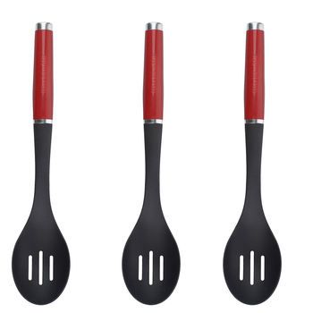 3PK KitchenAid Nylon Slotted Cooking Spoon 34cm - Empire Red