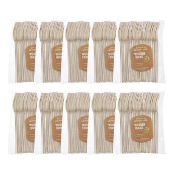 500PC Lemon Lime ECO Wooden Forks 15.5cm