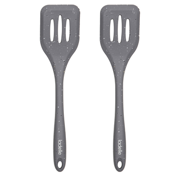 2x Ladelle Craft Grey Speckled Silicone Slotted Turner Cooking/Serving Utensil
